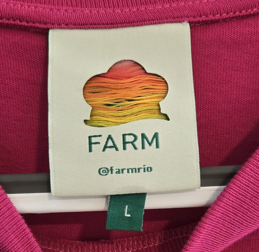 NWOT FARM Rio T-Shirt Top A Brasileira Parrot Pink Size Large Tropical - Picture 3 of 4